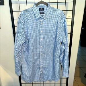 Stafford Men's Blue Checkered Shirt X-Tall Fit EUC